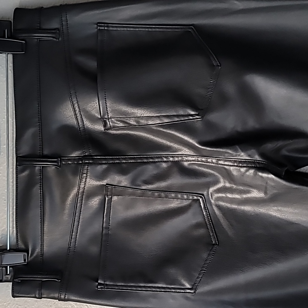 7 For All Mankind Faux Leather Straight Leg Pants, Size 31, Color Black - Picture 7 of 12